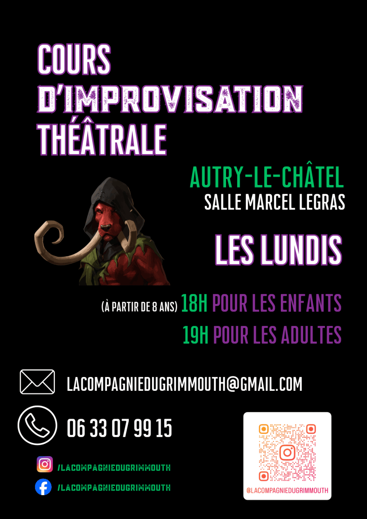 Cours d'improvisation théâtrale les lundis à autry-le-châtel pour enfants et pour adultes
